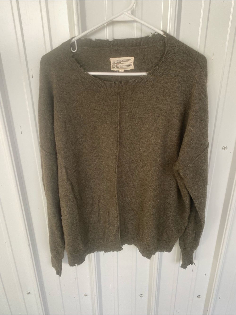 Current/Elliott Olive Crewneck Sweater with Center Seam size 2